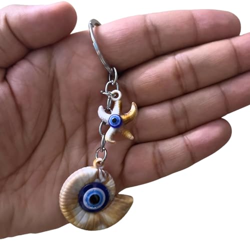 GJ Premium Turkish Evil Eye Keychain - Blue & Silver | Gender-Inclusive Design, Metal, Ideal Gift (Shank, Shank) - Image 1