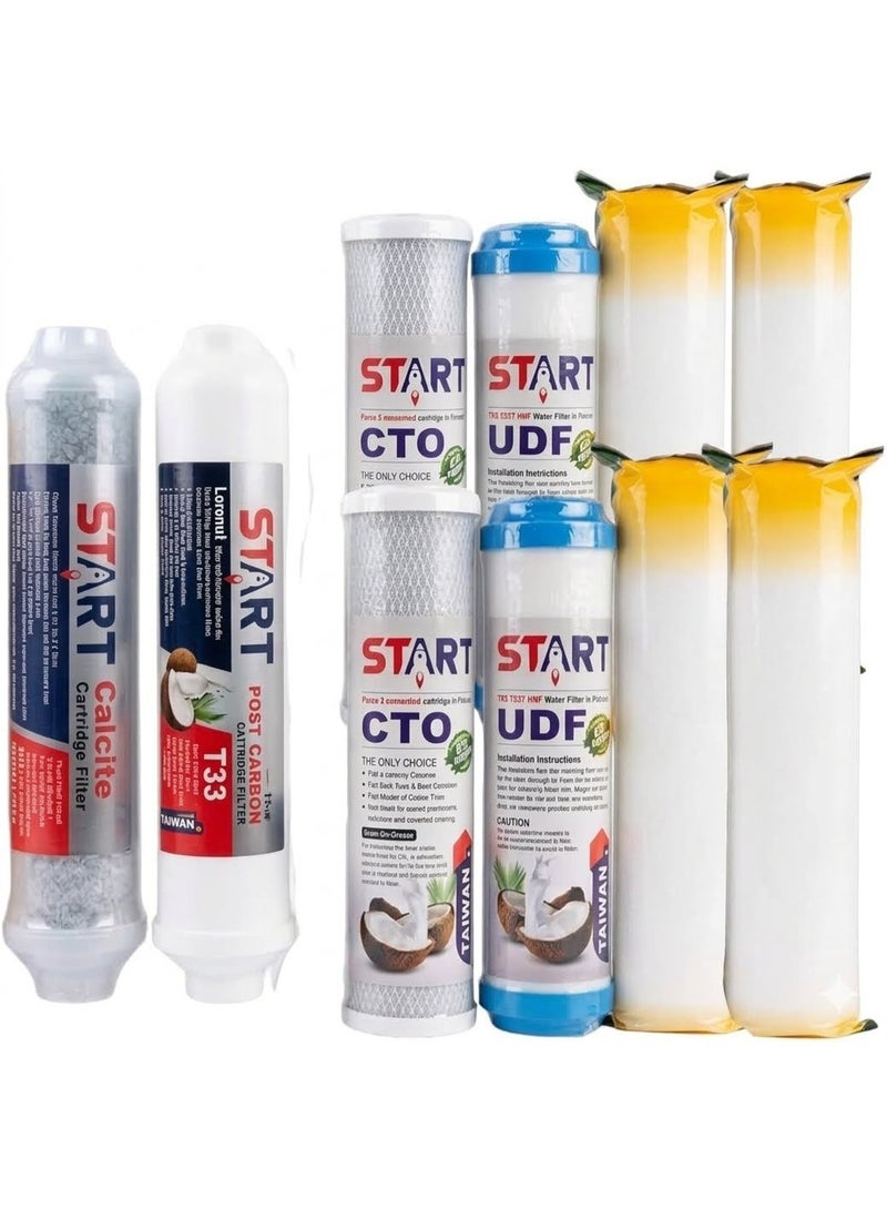 10 Piece Water Filter Candle Set Includes 4 First, 2 Second, 2 Third, Boost Carbon and Calcite, Taiwan Engraved