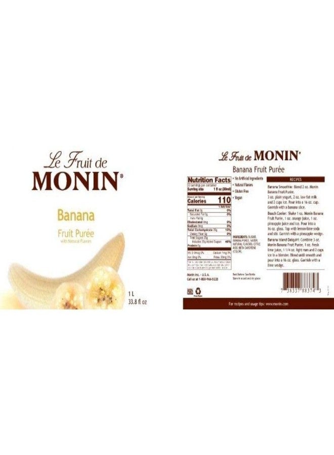 Monin Banana Puree Fruit Puree, 1 Liter (01-0407) Category: Drink Syrups - Image 2
