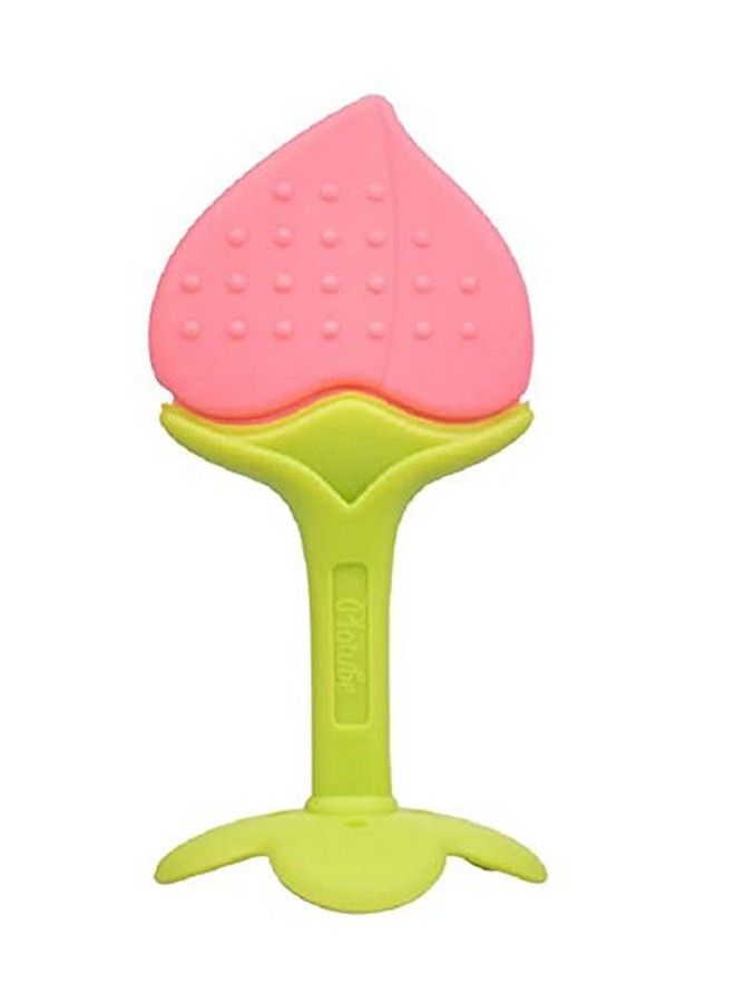 Alya The Cheeky Kidzz Fruit Shape Silicone Teether Teething Toys For Baby Textured Molar Teeth Soother Massage; Infants Dental Care Baby Teether (Apple Peach Pack Of 2) - Image 4