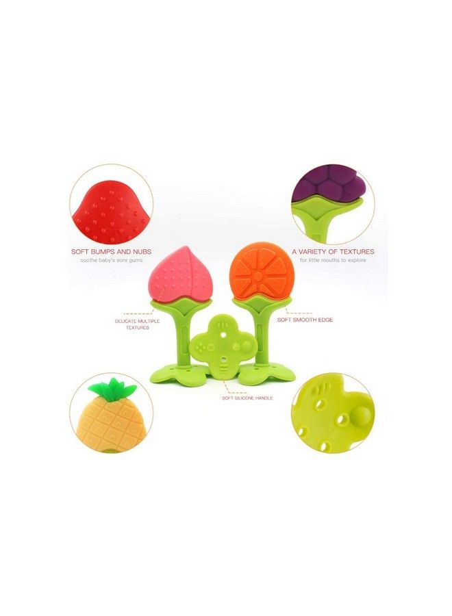 Alya The Cheeky Kidzz Fruit Shape Silicone Teether Teething Toys For Baby Textured Molar Teeth Soother Massage; Infants Dental Care Baby Teether (Apple Peach Pack Of 2) - Image 5