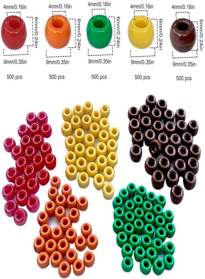 Gocelyn Gocleyn 2500pcs Fall Pony Beads Bulk with 100pcs Chenille Stems Pipe Cleaners, Autumn Colors Craft Pony Beads Seed Beads for Thanksgiving Autumn Party DIY Craft Projects Kandi Hair Braiding - Image 2