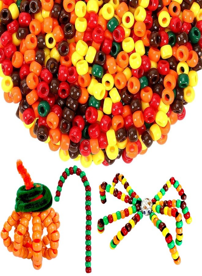 Gocelyn Gocleyn 2500pcs Fall Pony Beads Bulk with 100pcs Chenille Stems Pipe Cleaners, Autumn Colors Craft Pony Beads Seed Beads for Thanksgiving Autumn Party DIY Craft Projects Kandi Hair Braiding - Image 5