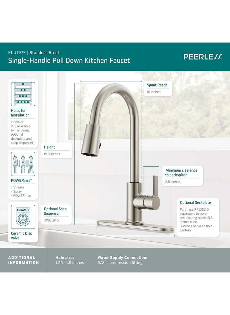 Peerless Peerless P7912LFSS Flute Kitchen Faucet 15 GPM Flow Rate Stainless  - Image 3