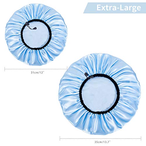 Auban Shower Cap for Women, Adjustable Reusable, Extra Large, Double-Layer Waterproof Bathing cap, Waterproof Exterior, EVA Lining, Hair Cap for All Hair Lengths, 3 Colors - Image 4