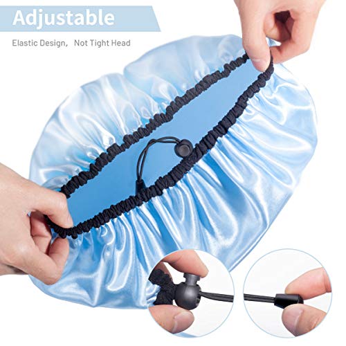 Auban Shower Cap for Women, Adjustable Reusable, Extra Large, Double-Layer Waterproof Bathing cap, Waterproof Exterior, EVA Lining, Hair Cap for All Hair Lengths, 3 Colors - Image 2