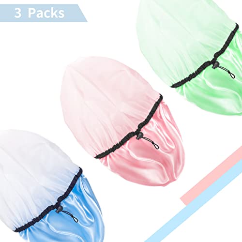 Auban Shower Cap for Women, Adjustable Reusable, Extra Large, Double-Layer Waterproof Bathing cap, Waterproof Exterior, EVA Lining, Hair Cap for All Hair Lengths, 3 Colors - Image 5