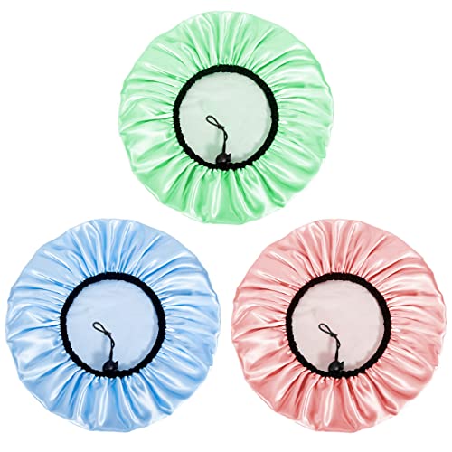 Auban Shower Cap for Women, Adjustable Reusable, Extra Large, Double-Layer Waterproof Bathing cap, Waterproof Exterior, EVA Lining, Hair Cap for All Hair Lengths, 3 Colors - Image 3