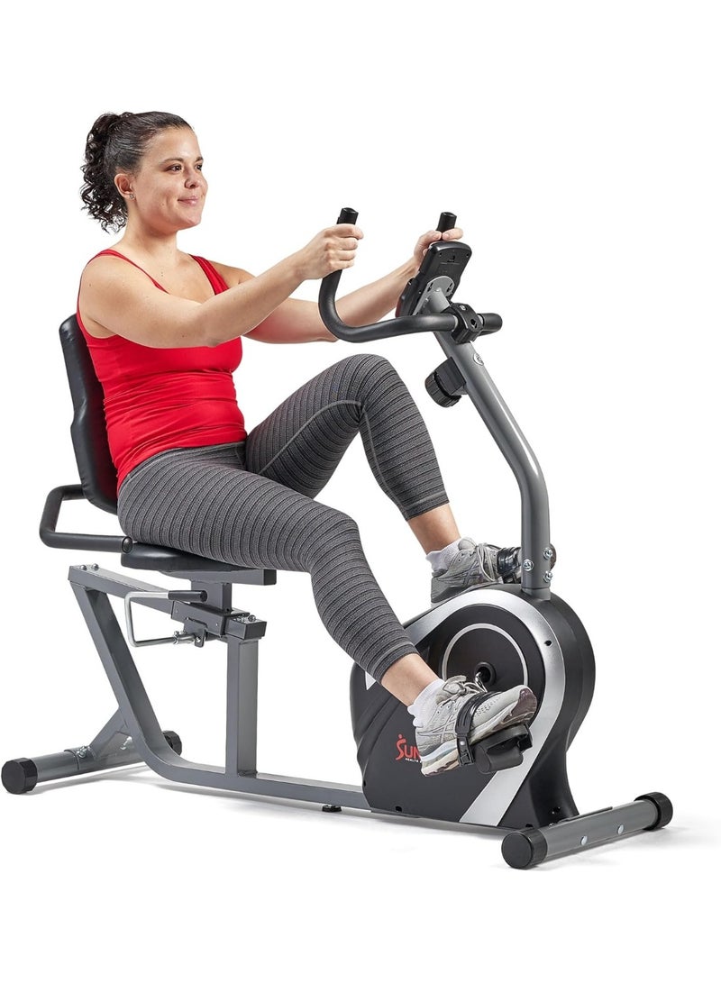 Marshal Fitness Magnetic Recumbent Bike, Indoor Stationary Exercise Bike with Adjustable Resistance, Digital Monitor and Pulse Sensors - Image 1