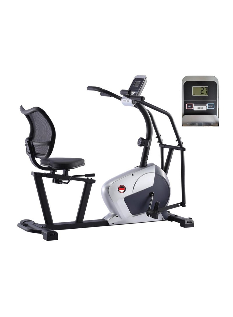 Marshal Fitness Magnetic Recumbent Bike, Indoor Stationary Exercise Bike with Adjustable Resistance, Digital Monitor and Pulse Sensors - Image 2