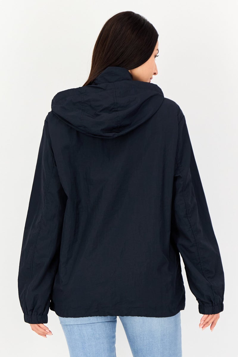 Celio Women Solid Hooded Jacket, Navy - Image 4