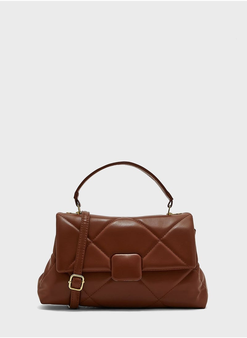 ELLA - Quilted Square Buckle Satchel Bag - Image 1