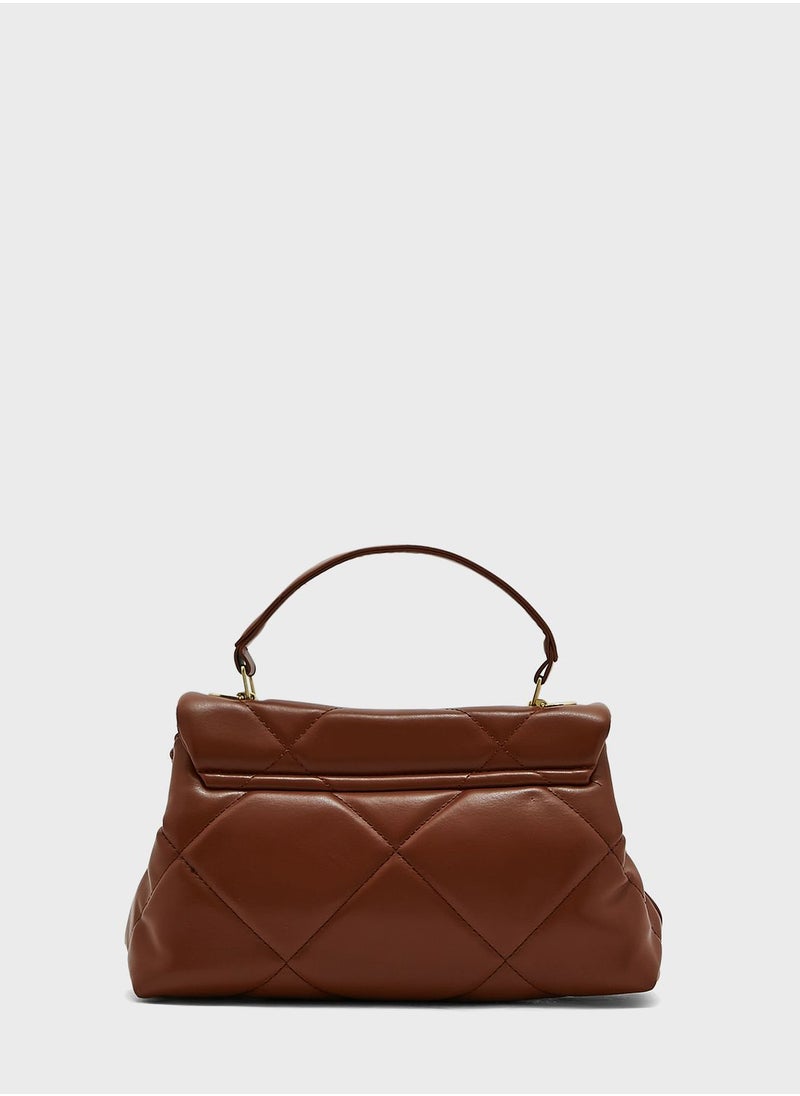 ELLA - Quilted Square Buckle Satchel Bag - Image 1