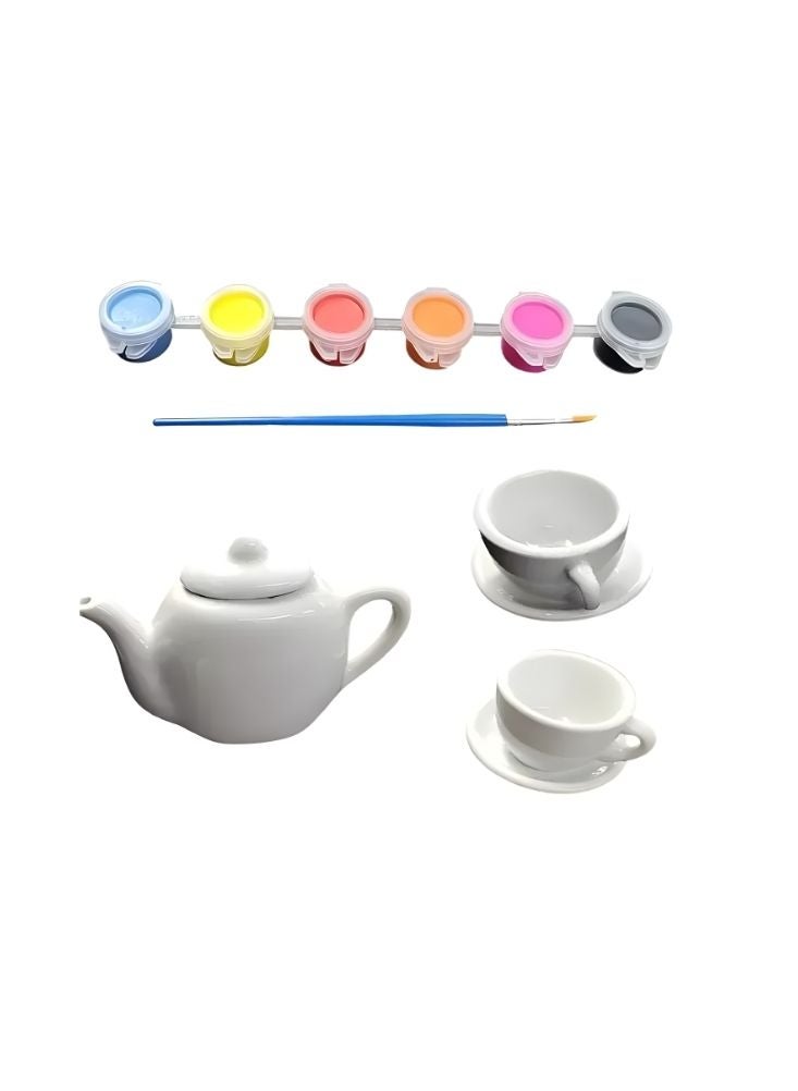 CERAMIC 8-Pieces Painted Art Ceramic Tea Set Multicolour - Image 4