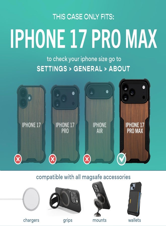Smartish® iPhone 17 Pro Max MagSafe Case - Gripzilla Protective Magnetic Case [Rugged + Tough] Heavy Duty Grip Armored Cover w/Drop Tested Protection for Apple iPhone 17 Pro Max - Walnut Woods - Image 5