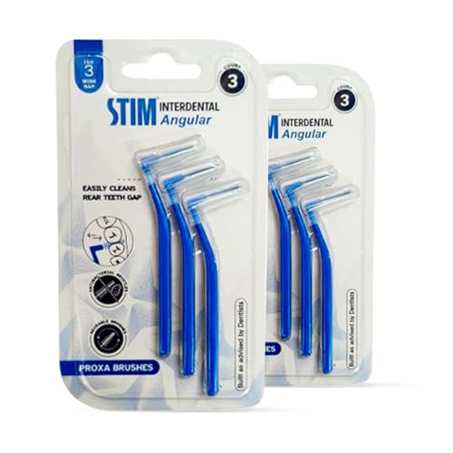 STIM Interdental Manual Adults Angular Brush Iso 3 For Wide Gaps,Smooth Cleaning Between Teeth,Dentist Recommended,Made In India (Blue,6 Brushes,Pack Of 2) - Image 1