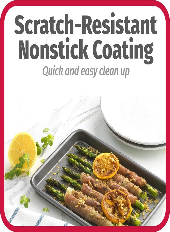 GoodCook Set of 2 Nonstick Steel 9" x 6.2" Toaster Oven Mini Baking Sheets with Racks, Gray - Image 4