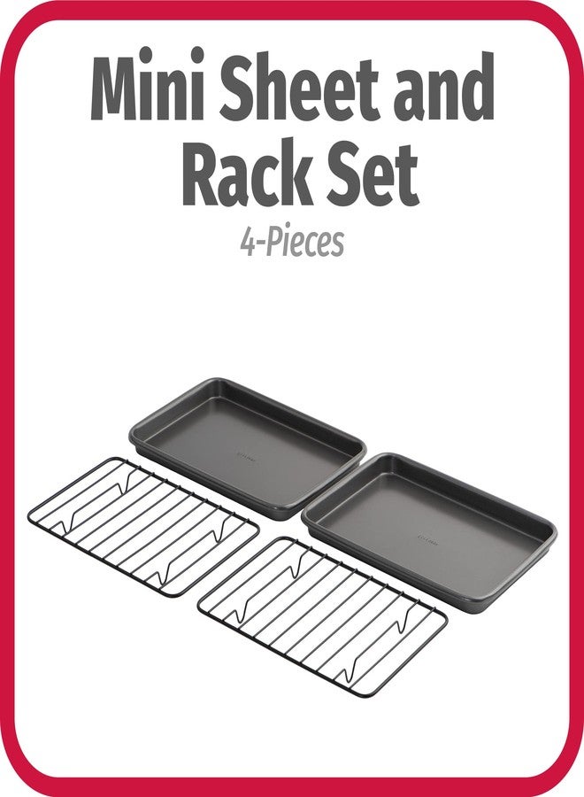 GoodCook Set of 2 Nonstick Steel 9" x 6.2" Toaster Oven Mini Baking Sheets with Racks, Gray - Image 2