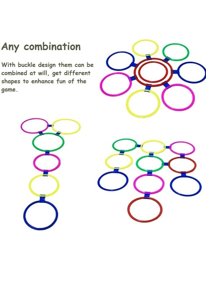 ALCOACH Hopscotch Rings Game - Set of 10, 10 Multi-Colored Rings and 15 Links for Girls and Boys to Play Outdoor in the Garden or Indoor baby - 39 - Image 4