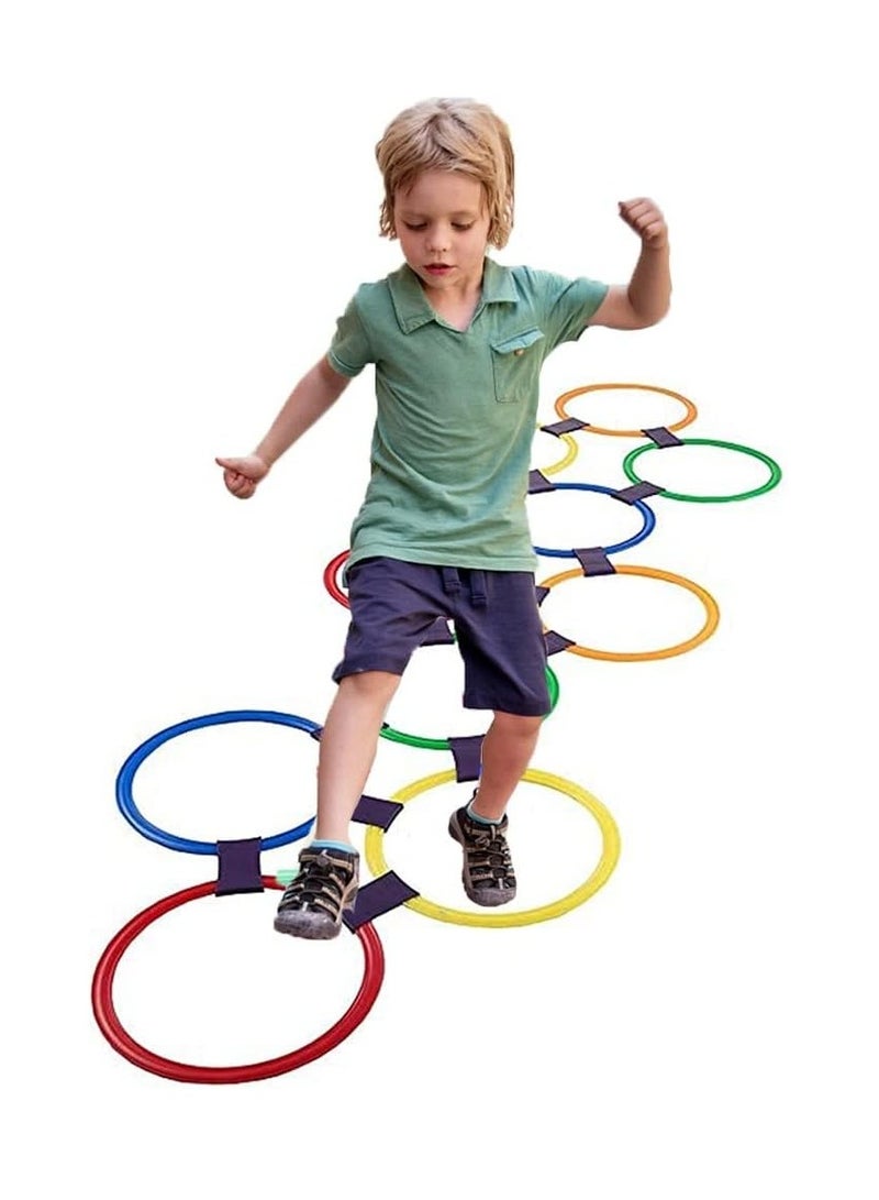 ALCOACH Hopscotch Rings Game - Set of 10, 10 Multi-Colored Rings and 15 Links for Girls and Boys to Play Outdoor in the Garden or Indoor baby - 39 - Image 1