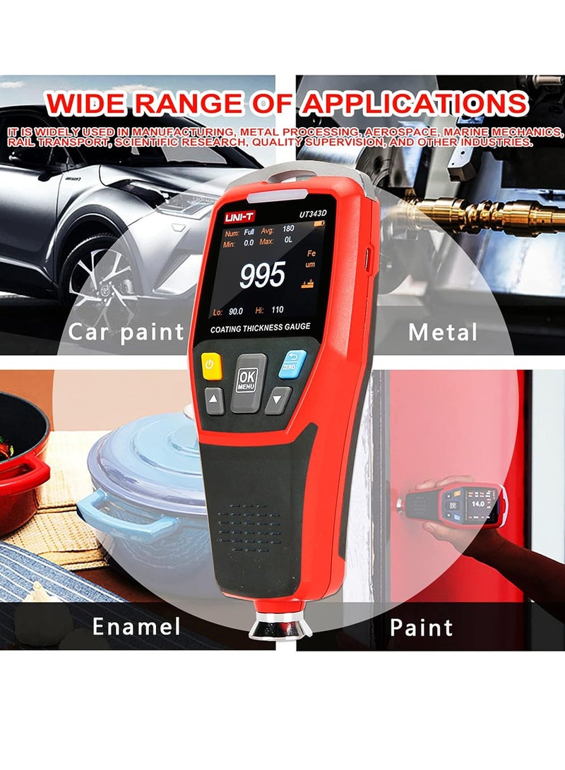 UNI-T UT343D Digital Coating Gauge Meter Thickness Tester with USB Data Function Car Detector Automotive Coating Refinishing Cars Paint Tester Meter  - Image 4