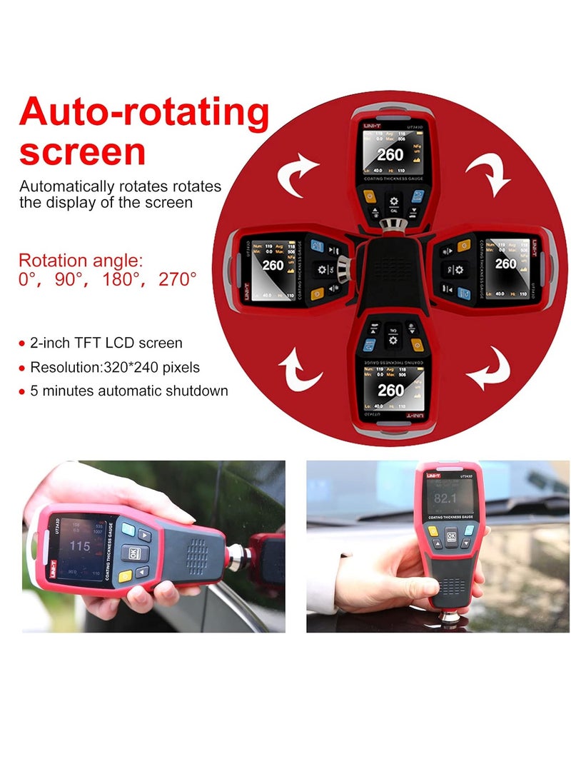 UNI-T UT343D Digital Coating Gauge Meter Thickness Tester with USB Data Function Car Detector Automotive Coating Refinishing Cars Paint Tester Meter  - Image 5