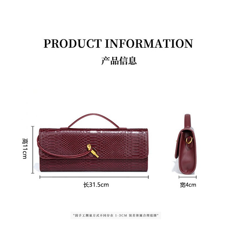 Guangzhou Baiyun Factory Retro Snake Pattern Woven Handheld Dinner Bag Long Women'S Shoulder Handbag Baguette Bag New Style - Image 2