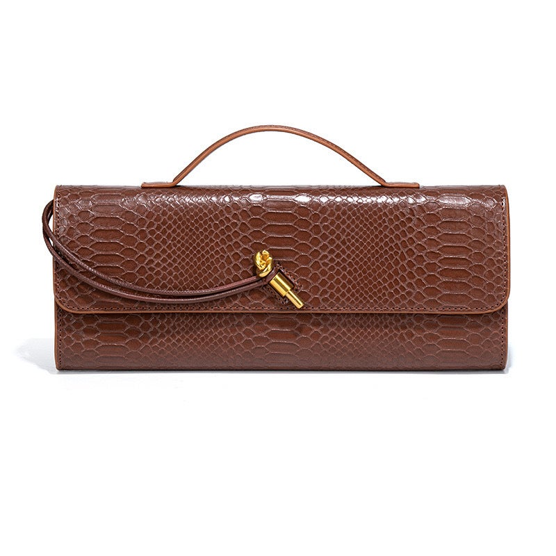 Guangzhou Baiyun Factory Retro Snake Pattern Woven Handheld Dinner Bag Long Women'S Shoulder Handbag Baguette Bag New Style - Image 1