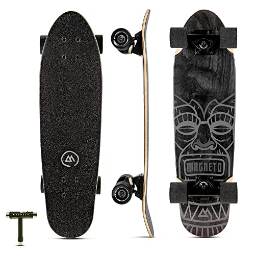 Magneto Cruiser Skateboard Portable Adult Cruiser Board Double Kicktail Deck Kids 68 Skateboard with Tiki Style 275 x 75 in Deck 7Ply Canadian Maple - Image 1