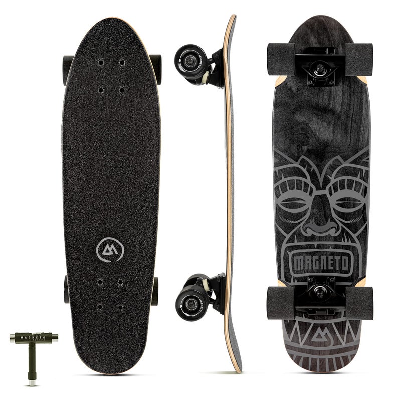 Magneto Cruiser Skateboard Portable Adult Cruiser Board Double Kicktail Deck Kids 68 Skateboard with Tiki Style 275 x 75 in Deck 7Ply Canadian Maple - Image 2