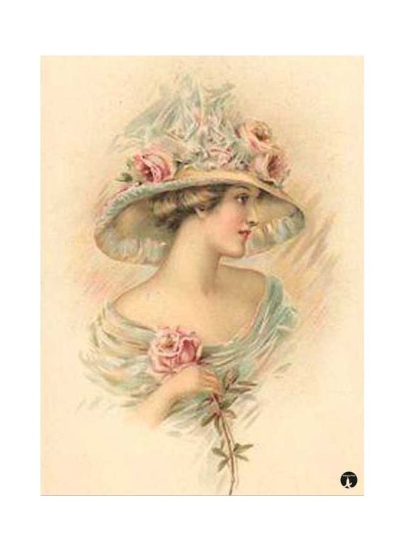 RKN Vintage Art Printed Mousepad Beige/Green/Pink