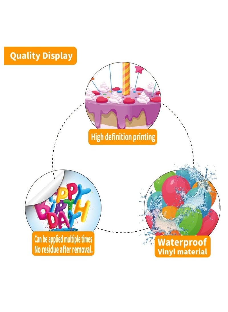 SYOSI Happy Birthday Stickers for Kids Adults 20 Sheet 180 Pcs Large Happy Birthday Adhesive Stickers Party Gifts Bags Box Celebration Envelope Sealing Gift Wrap Decorations - Image 3