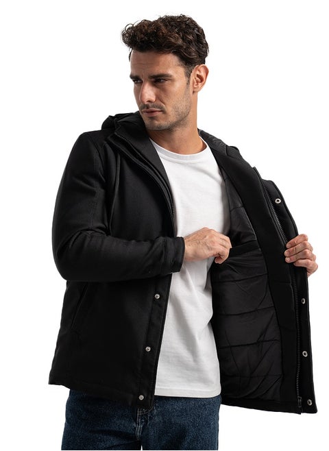 Men's Gabardine Jacket - With Collar Water Proof-BLACK