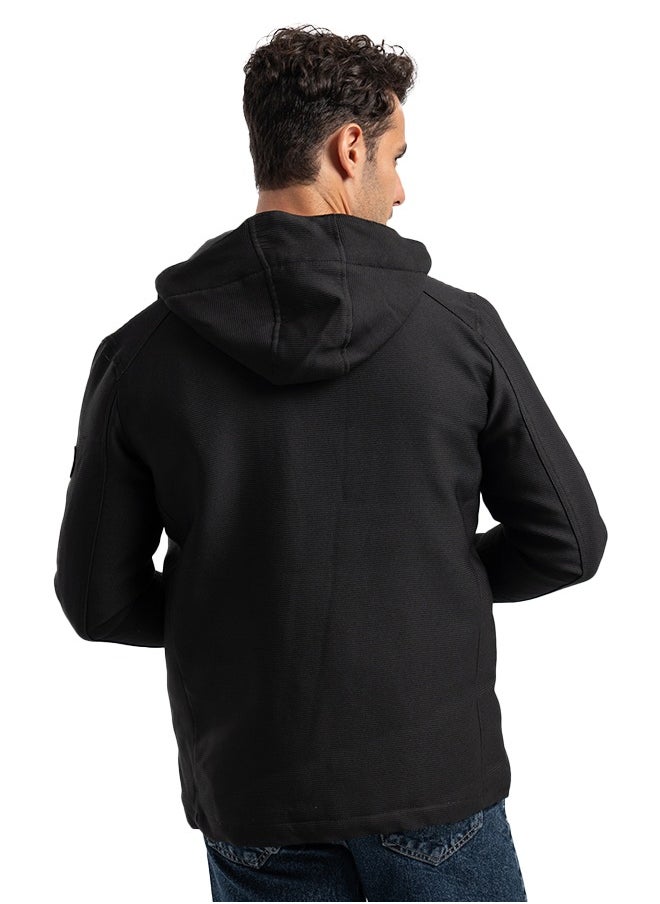 Men's Gabardine Jacket - With Collar Water Proof-BLACK