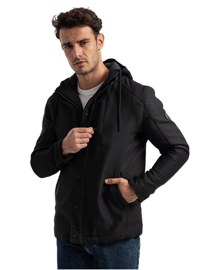 Men's Gabardine Jacket - With Collar Water Proof-BLACK