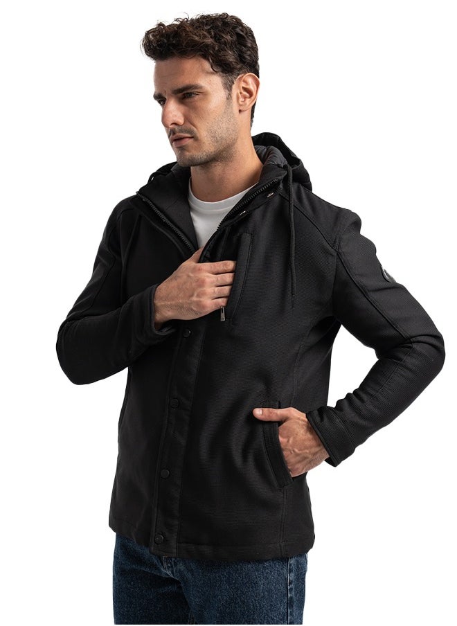Men's Gabardine Jacket - With Collar Water Proof-BLACK