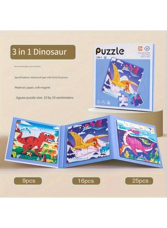 Dinosaur Magnetic Puzzle Game For Kids Enhance Observation Logic Thinking Patience - Image 1
