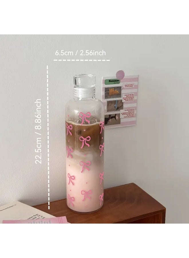 1pc Cute Bow Design, 17.6oz Clear Plastic Water Bottle with Timer, Leakproof and Anti-Slip, Durable PC Material, Perfect for Outdoor Sports, School and Daily Use, Daily Hydration | Funny Design | Durable Water Bottle, Water Bottle, Water Bottle - Image 2