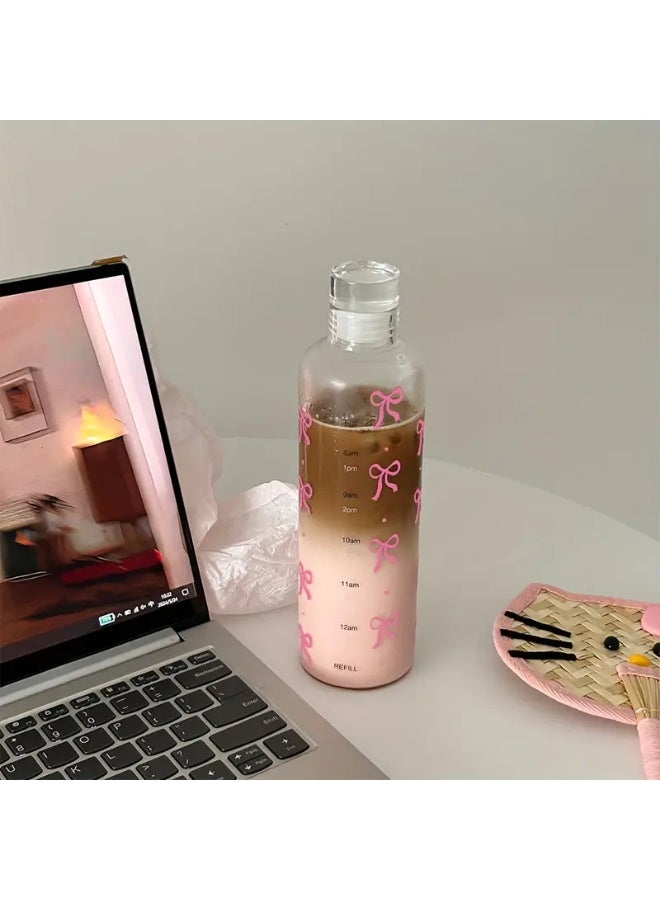 1pc Cute Bow Design, 17.6oz Clear Plastic Water Bottle with Timer, Leakproof and Anti-Slip, Durable PC Material, Perfect for Outdoor Sports, School and Daily Use, Daily Hydration | Funny Design | Durable Water Bottle, Water Bottle, Water Bottle - Image 4