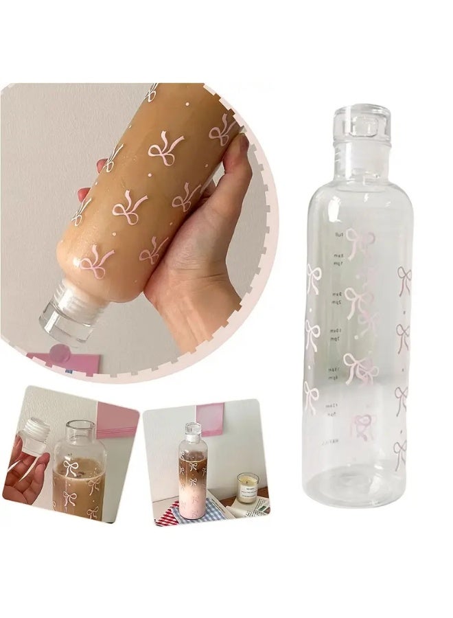 1pc Cute Bow Design, 17.6oz Clear Plastic Water Bottle with Timer, Leakproof and Anti-Slip, Durable PC Material, Perfect for Outdoor Sports, School and Daily Use, Daily Hydration | Funny Design | Durable Water Bottle, Water Bottle, Water Bottle - Image 5