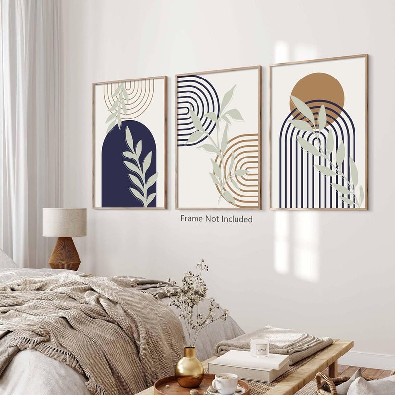 Ecyanlv Blue Boho Canvas Wall Art Boho Line Art Wall Decor Blue Geometric Picture Minimalist Boho Poster for Bedroom Decor Boho Canvas Print Posters Abstract Geometric Artwork 16x24inch (Set of 3) Frameless - Image 5
