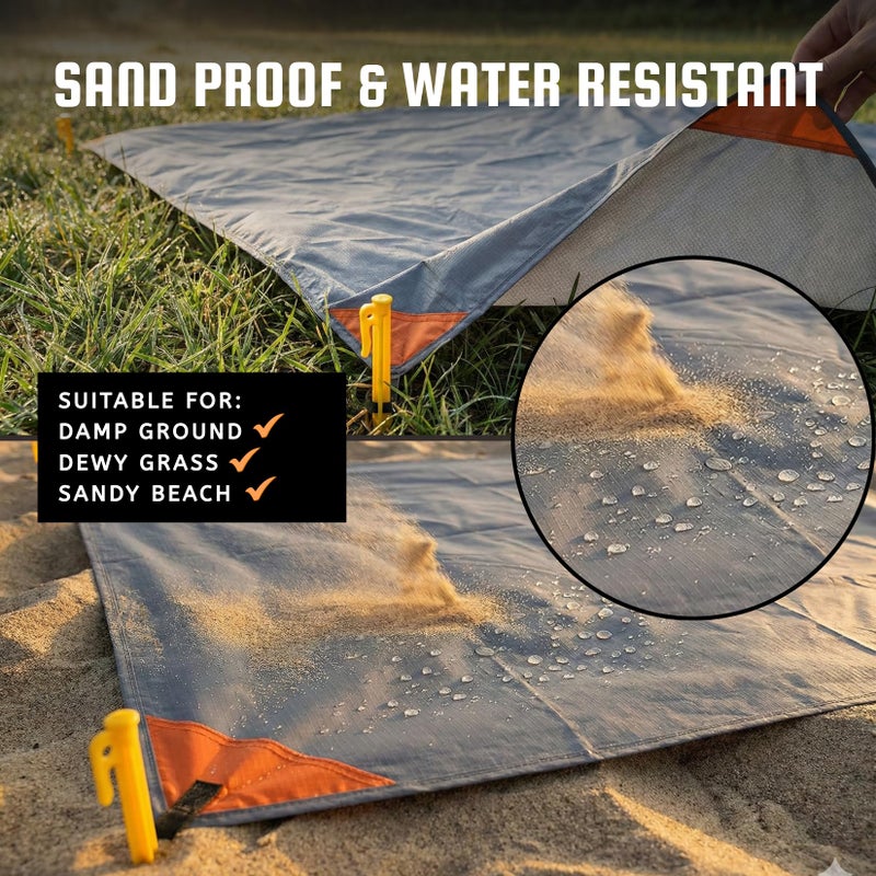 BROWNTREK Pocket Blanket (Water Resistant) - Ultralight Sand Proof Beach Mat for Hiking, Festivals, & Travel - Compact Ground Cover Fits 2-4 Adults (Stake Loops Included) - Image 4
