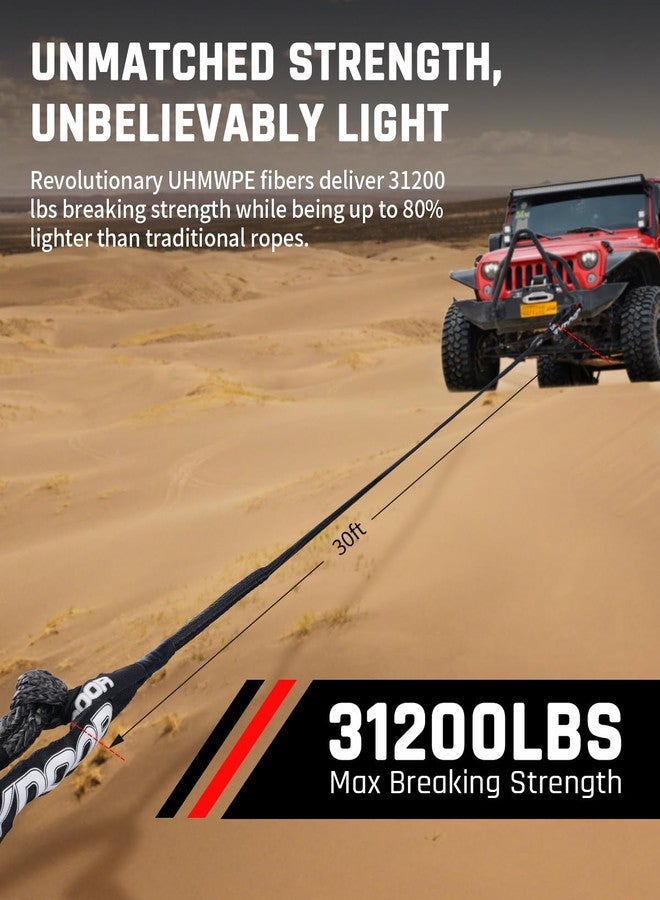 DAYDOOR 7/16'' x 30ft Tow Rope, UHMWPE Heavy Duty Offroad Strap with 2 Soft Shackles, 31,200 Lbs Towing Rope Kit for for Off-Road Vehicle 4WD ATV, UTV, SUV - Image 2