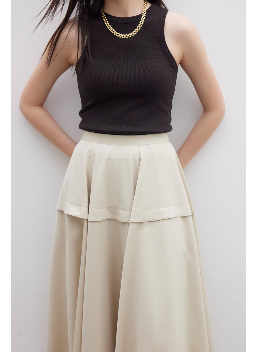 Manuka Flounce Design Skirt Beige  - Image 4