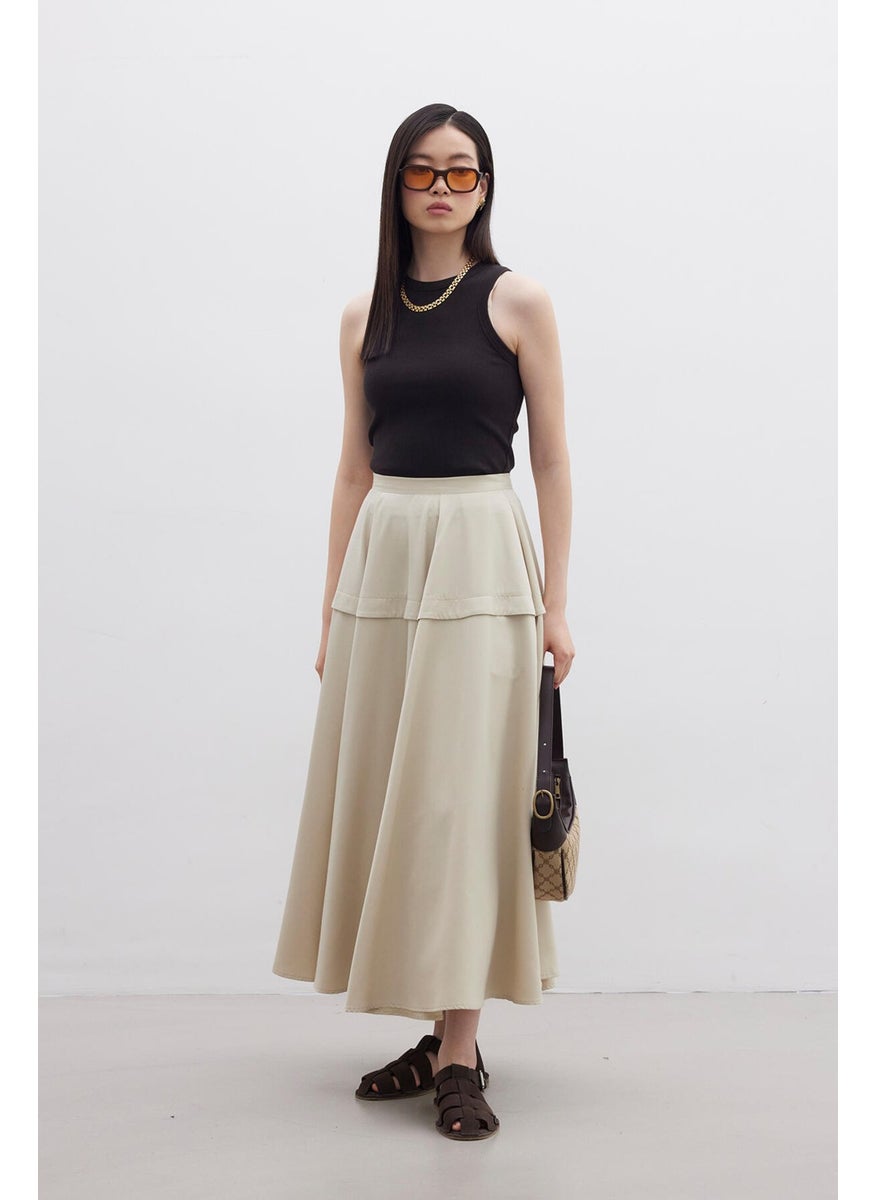 Manuka Flounce Design Skirt Beige  - Image 5