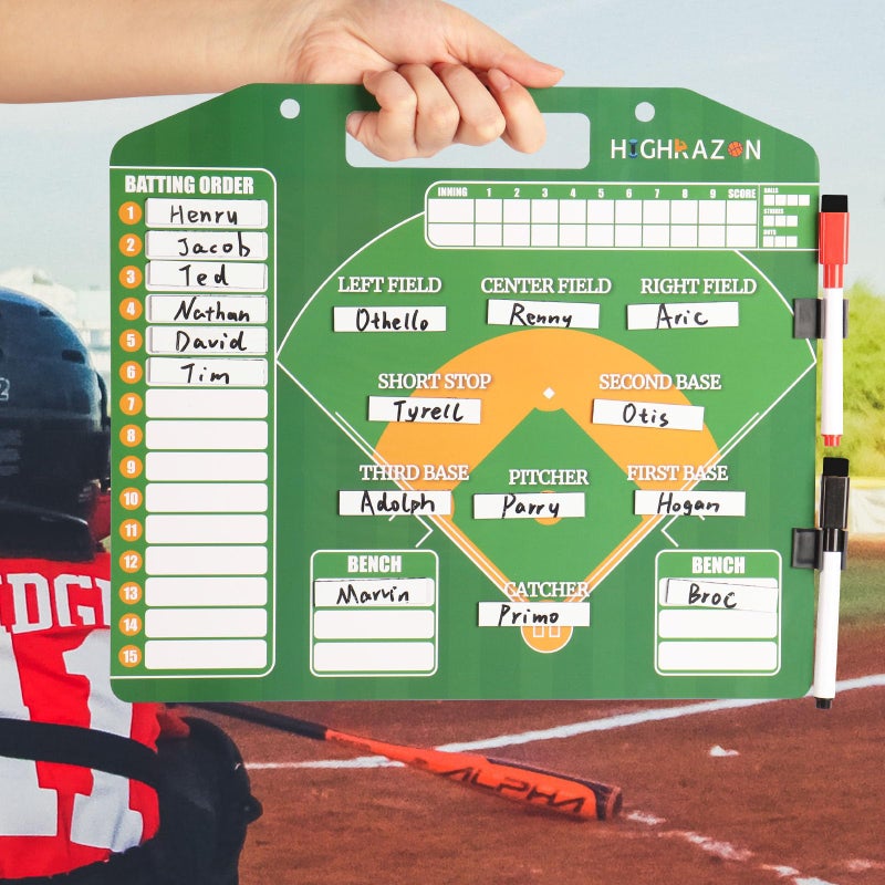 HIGHRAZON Magnetic Baseball Coach Clipboard, Dry Erase Coach Lineup Board, Premium Tactical Baseball Coaching Board with 40 Lineup Cards and Marker, Dugout Display Softball Coaching Accessories - Image 5