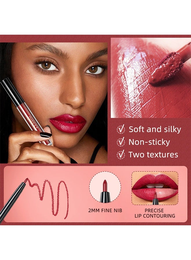QiBest Trio Lip Set,All In One Lip Kit 3 In 1 Smooth Lipliner Lipgloss and Lipstick Set with Matte Velvet Liquid Lipstick Hydrating Moisturizing Lip Gloss and Creamy Lip Liner #06 Red High Heels - Image 3