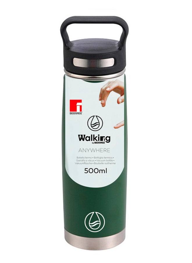 BERGNER - Walking Anywhere Stainless Steel Vacuum Water Bottle 500ml Green Color - Image 1
