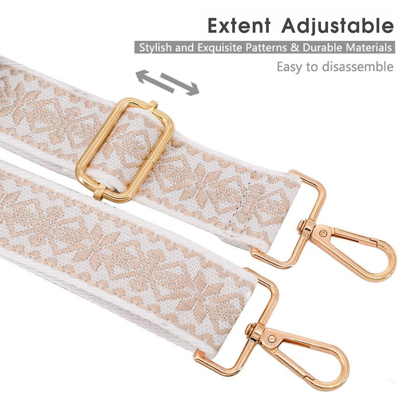 ROYGBCP Purse Strap Gold Buckles Wide Shoulder Strap Adjustable Replacement Belt Crossbody Canvas Bag Handbag - Image 4