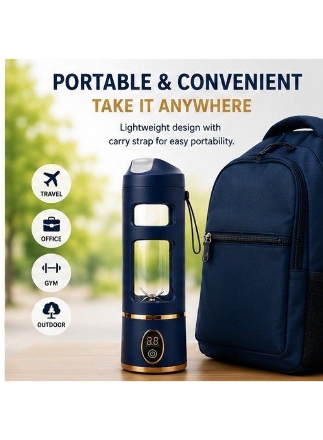 Portable Blender, Personal-Sized USB Juicer Cup, 450ml Fruit Blender with Rechargeable Battery, Mini Travel Blender for Juices, Smoothies, and Baby Food (50W, 1500mAh Battery) - Image 3